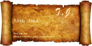 Tóth Jákó névjegykártya